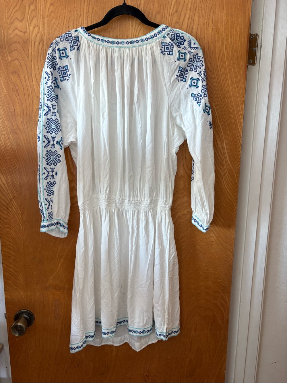 Melissa Odabash White Long Sleeve Embroidered Boho Dress cover up M - Picture 9 of 9